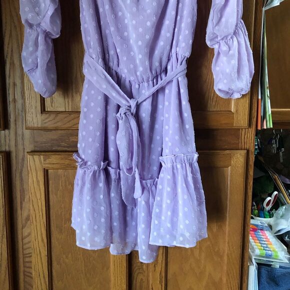 NWT SHOWPO. Off the Shoulder Party Life A-Line Mini Dress Purple - 4 - Picture 11 of 15